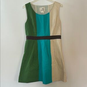 Anthropologie Tabitha Glanz Colorblock Cotton Sleeveless Dress - Size 10, NWOT